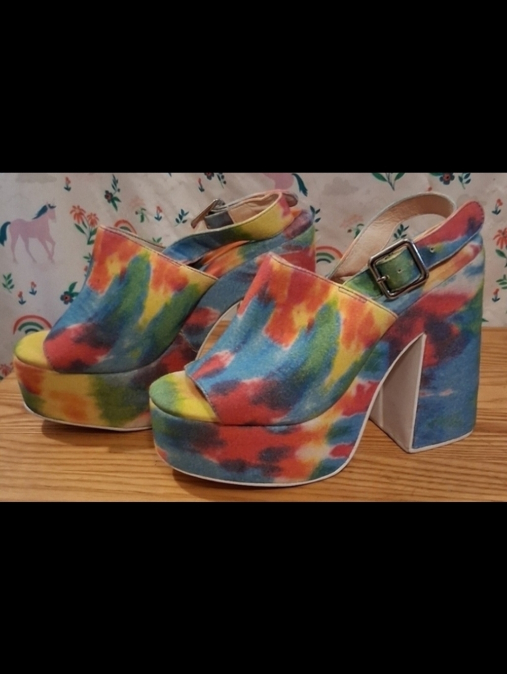 EUC RARE Y2K Jeffrey Campbell Mattix TyeDye Retro Hippie Platform Heel Shoe SZ 6